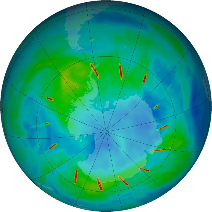 Antarctic ozone map for 14 April 2010
